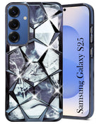 For Samsung Galaxy S25 Back Cover Case ( Dual Design Glitter Sparkle and Detachable Diamond Print Case | Soft and Flexible)