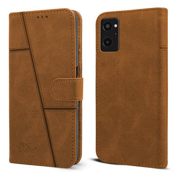 For Realme 9i Flip Cover Case (Stitched Leather with Magnetic Closure)