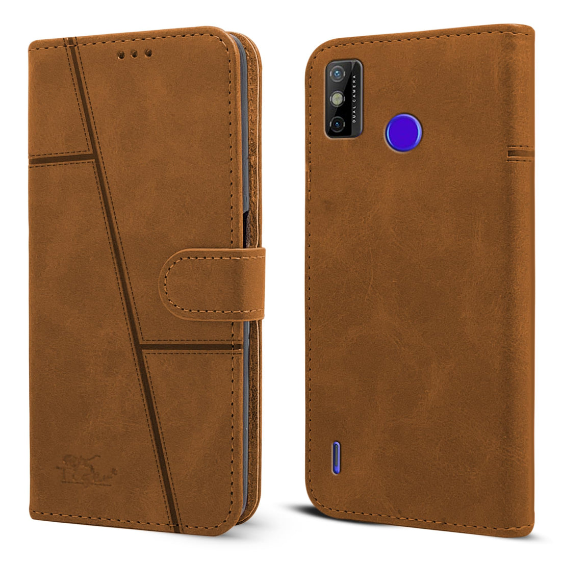 For Tecno Spark Go 2020 | Go 2021 Flip Cover Case (Stitched Leather with Magnetic Closure)