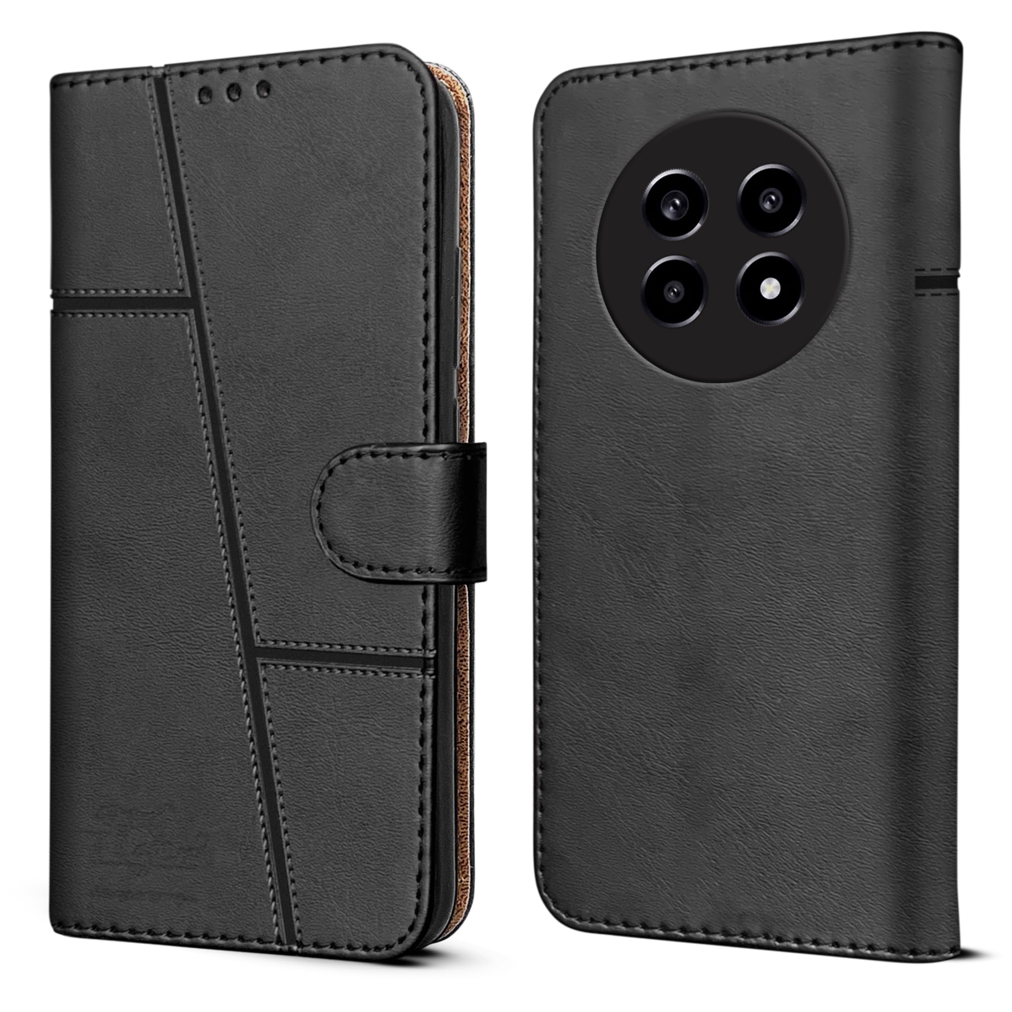 For Realme 14 Pro Lite Flip Cover Case (Stitched Leather with Magnetic Closure)