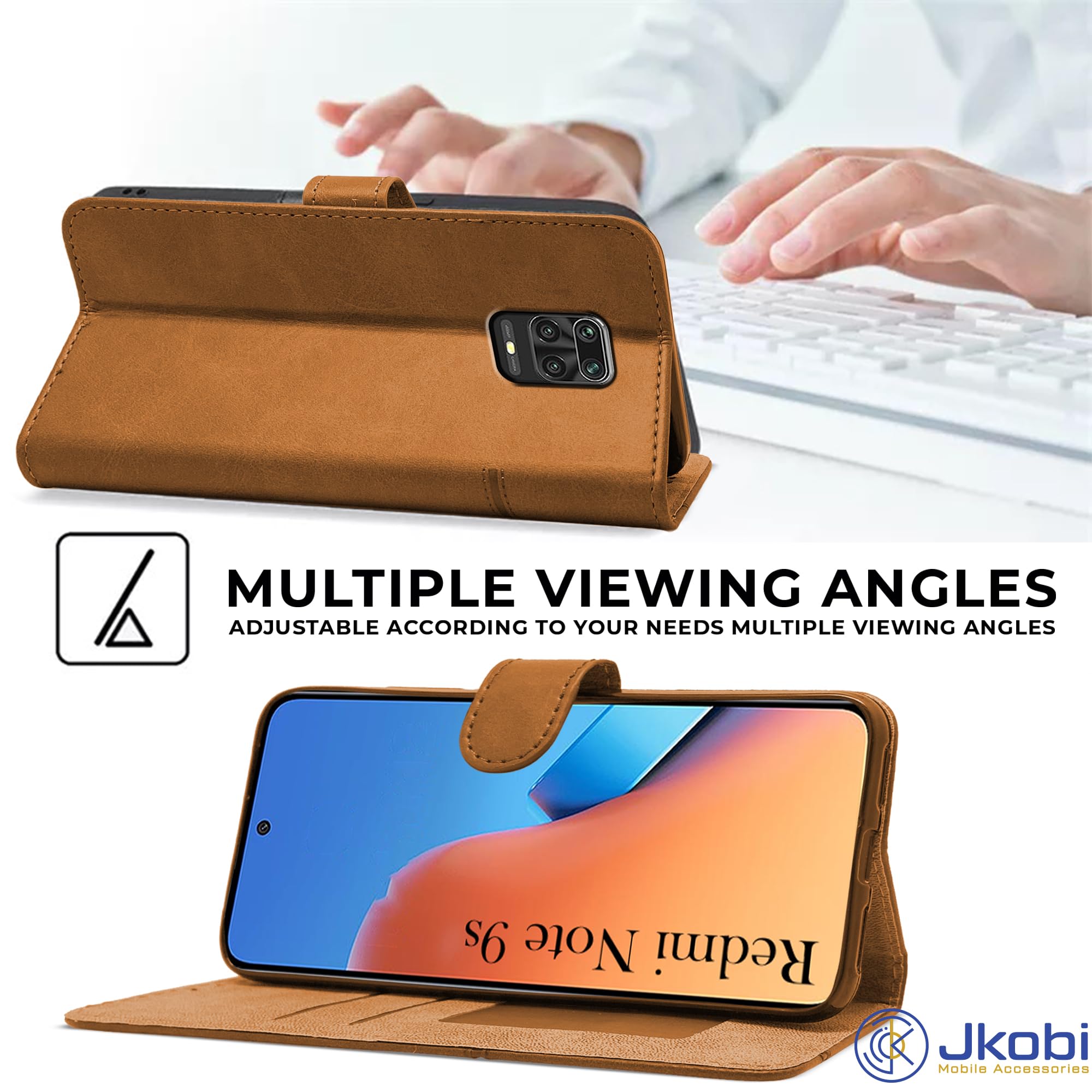 For Xiaomi Mi Redmi Note 9S Flip Cover Case (Stitched Leather with Magnetic Closure)