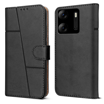 For Tecno POP 7 Pro Flip Cover Case (Stitched Leather with Magnetic Closure)