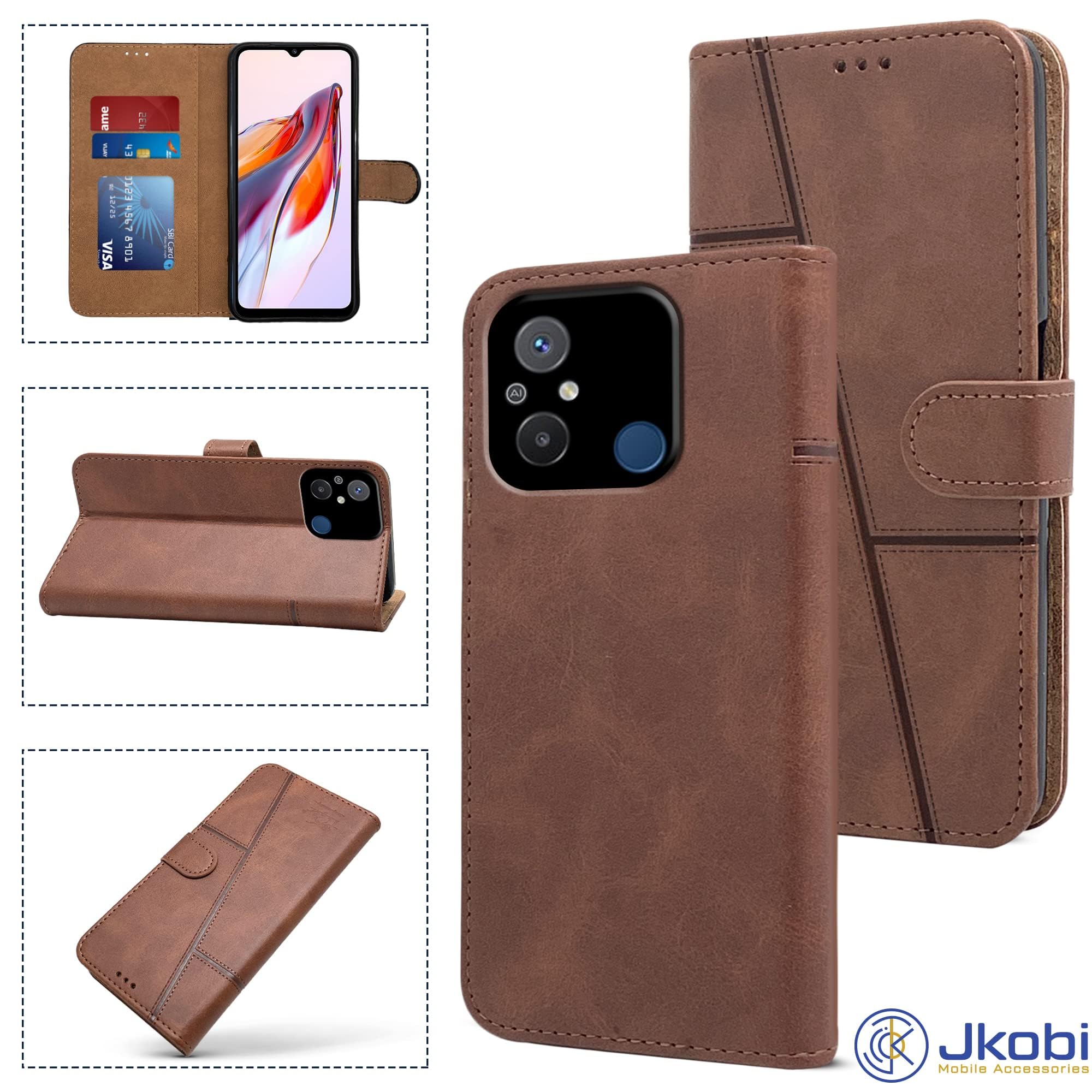 For Xiaomi Redmi 12C Flip Cover Case(Stitched Leather with Magnetic Closure)