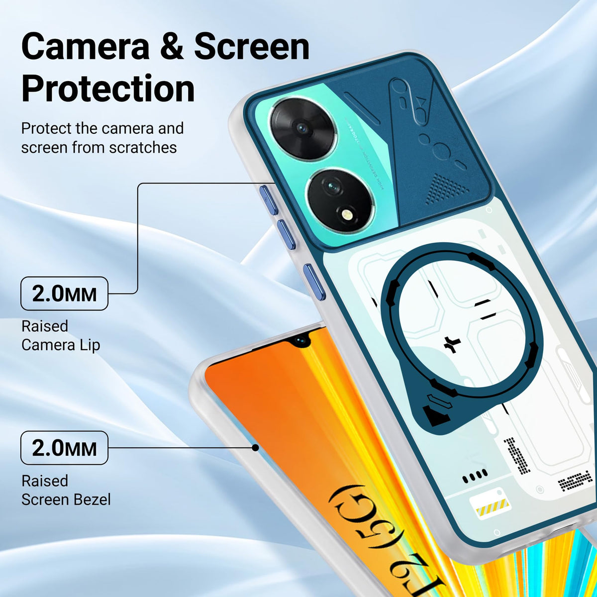 For Vivo T2 Metallic Back Cover Case (Metallic Camera Protection & Buttons | Translucent Milky Shade | Hard Polycarbonate)