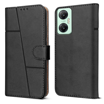For Infinix Hot 20 5G Flip Cover Case (Stitched Leather Finish | Magnetic Closure | Inner TPU | Foldable Stand | Wallet Card Slots)