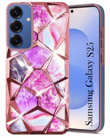 For Samsung Galaxy S25 Back Cover Case ( Dual Design Glitter Sparkle and Detachable Diamond Print Case | Soft and Flexible)