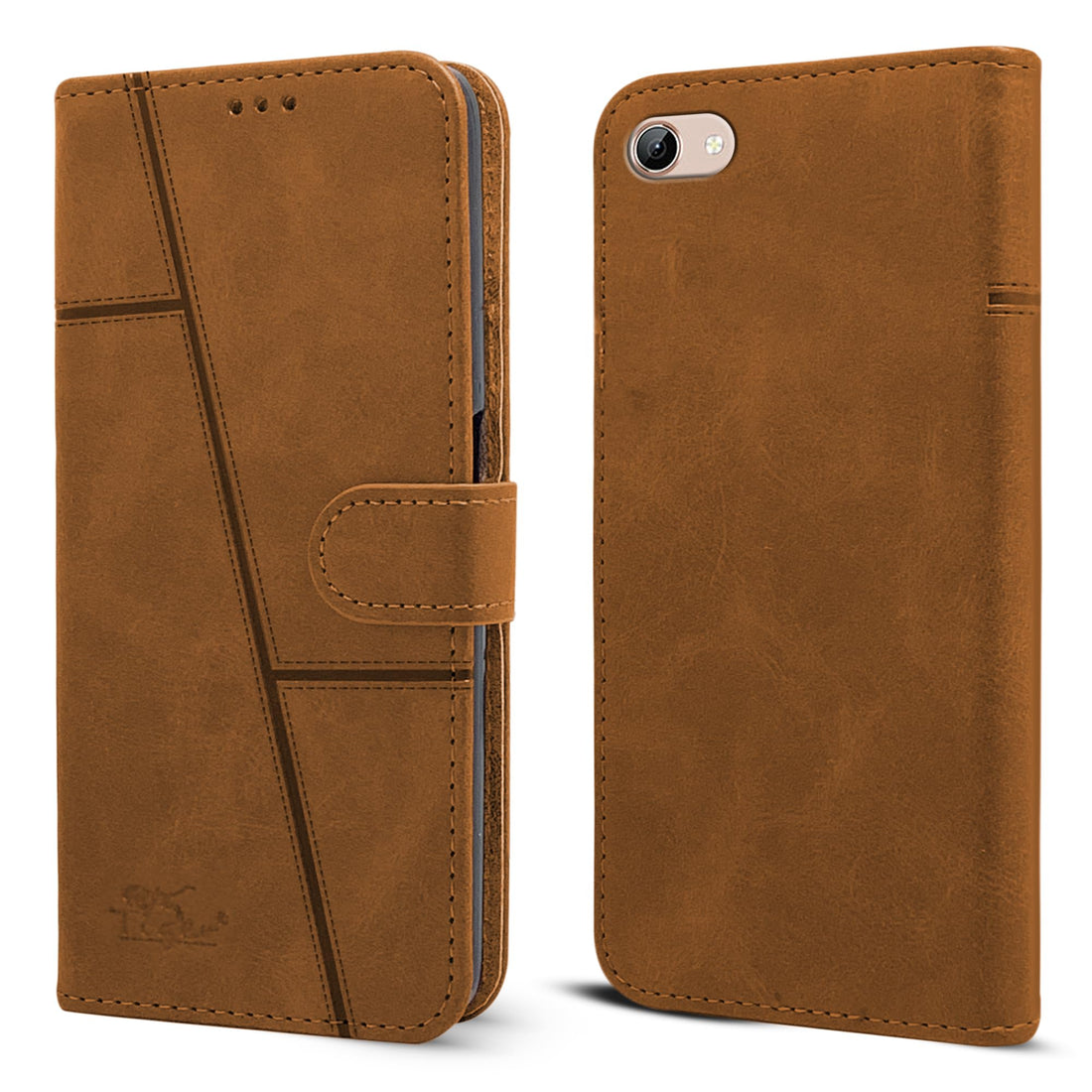For Vivo Y71 Flip Case Cover (Stitched Leather Finish | Magnetic Closure | Inner TPU | Foldable Stand | Wallet Card Slots)