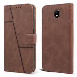 For Samsung Galaxy J7 Pro Flip Cover Case (Stitched Leather with Magnetic Closure)