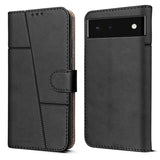 For Google Pixel 6 5G Flip Cover Case (Stitched Leather with Magnetic Closure)