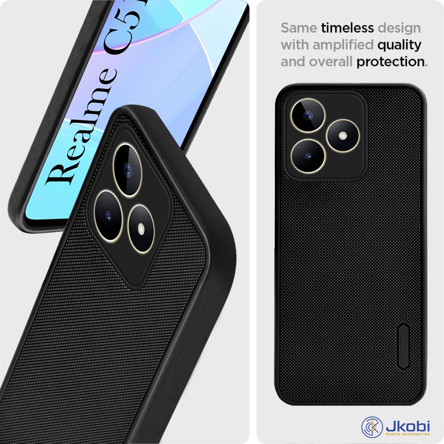 For Realme C51 Back Cover Case Rubberised (Textured Grip Design| Micro-Fiber Cloth Inside | Slim and Light Weight | Soft Touch and Feel)