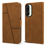 For Samsung Galaxy M16 5G | Samsung Galaxy F16 5G Flip Cover Case ( Stitched Leather with Magnetic Closure)