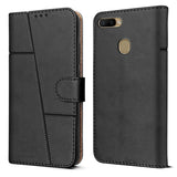 For Oppo A7 Flip Cover Case (Stitched Leather Finish | Magnetic Closure | Inner TPU | Foldable Stand | Wallet Card Slots)