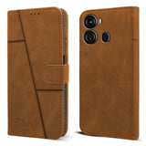 For Itel P40 Flip Cover Case (Stitched Leather with Magnetic Closure)
