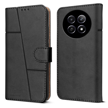 For Realme Narzo 70x 5G Flip Cover Case (Stitched Leather with Magnetic Closure)