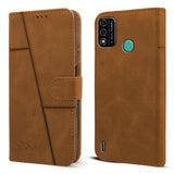 For Itel A48 Flip Cover Case (Stitched Leather Finish | Magnetic Closure | Inner TPU | Foldable Stand | Wallet Card Slots)