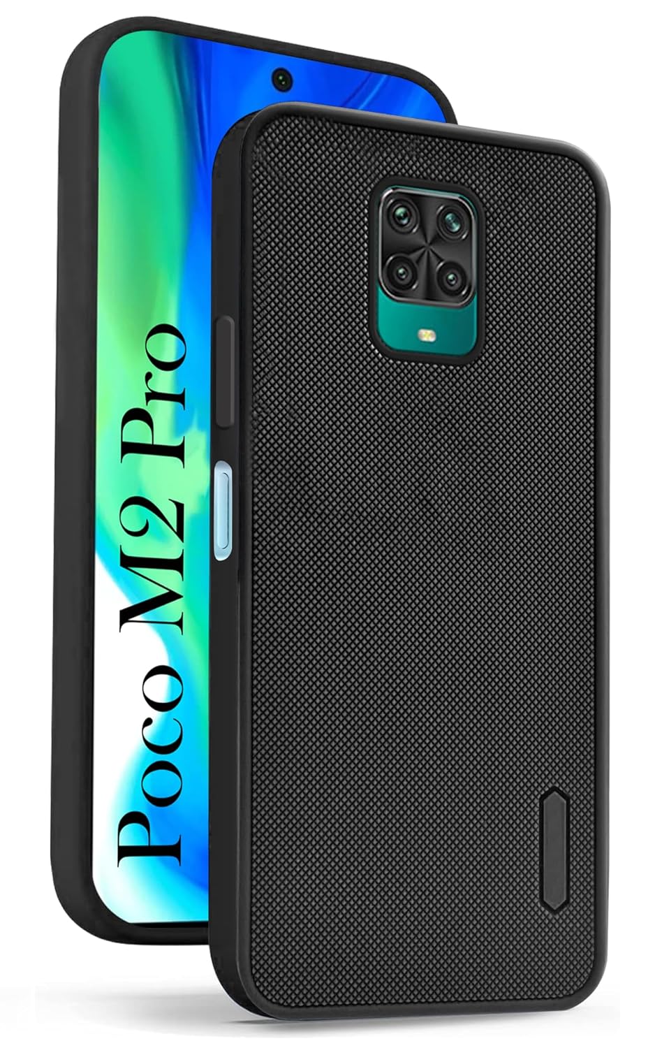 For Poco M2 Pro Back Cover Case (Crystal Glass Back Camera Protection Shockproof Bumpers) Black Dotted