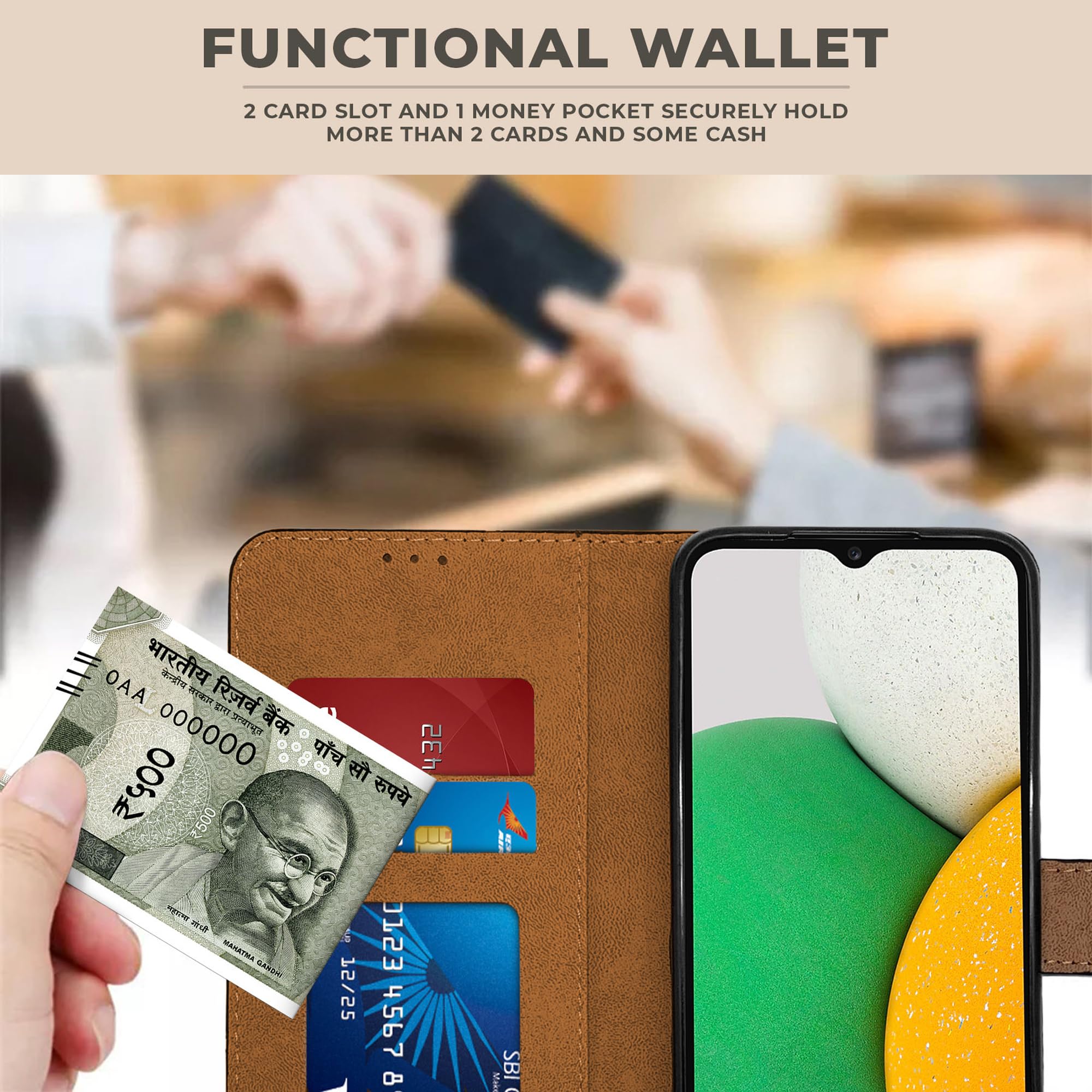 For Vivo Y75 5G | Y55 5G Flip Cover Case (Stitched Leather with Magnetic Closure)