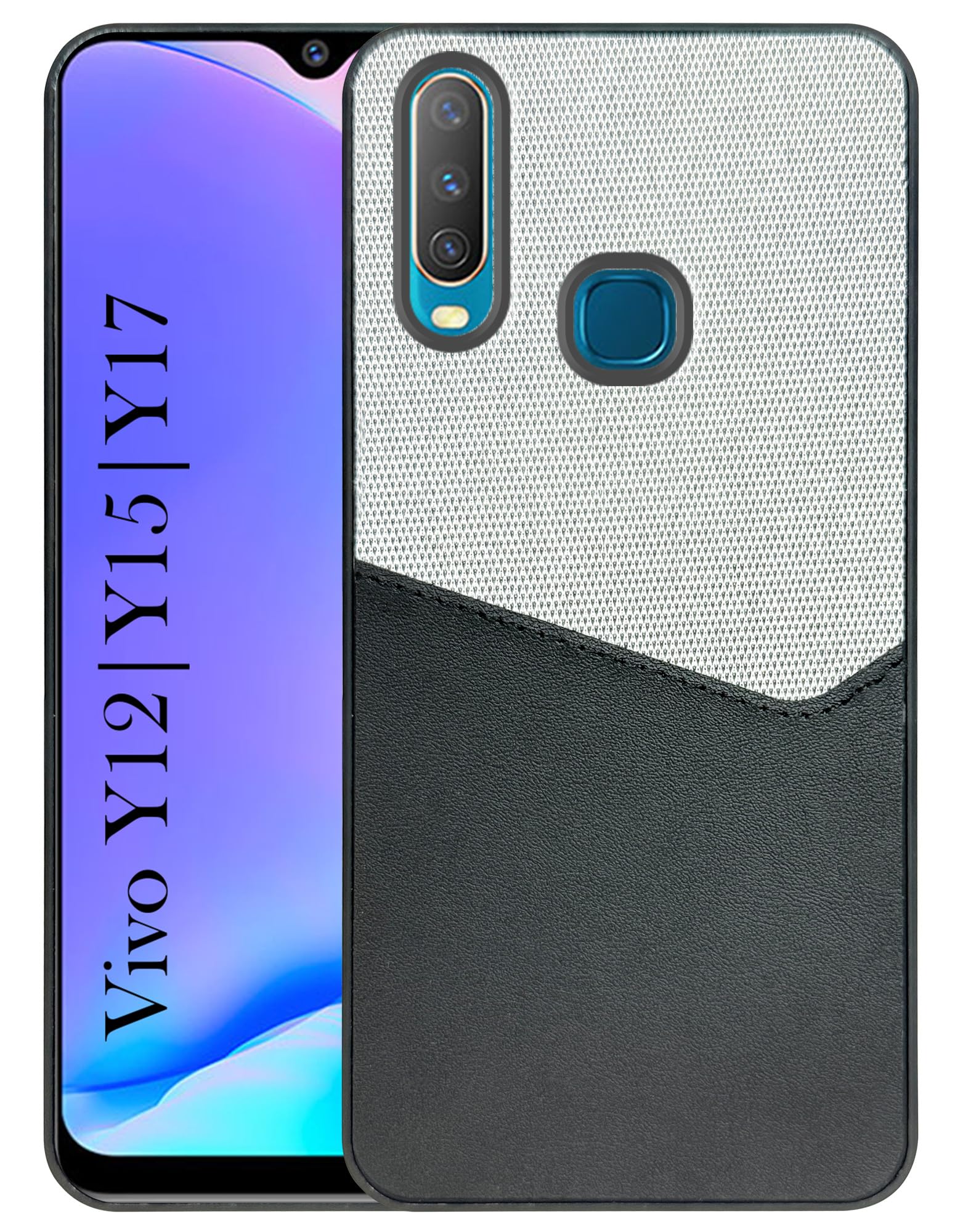 For Vivo Y12 | Y15 | Y17 Back Cover Case (Dual PU Leather Stitch | Professional Minimalist | Soft and Flexible)