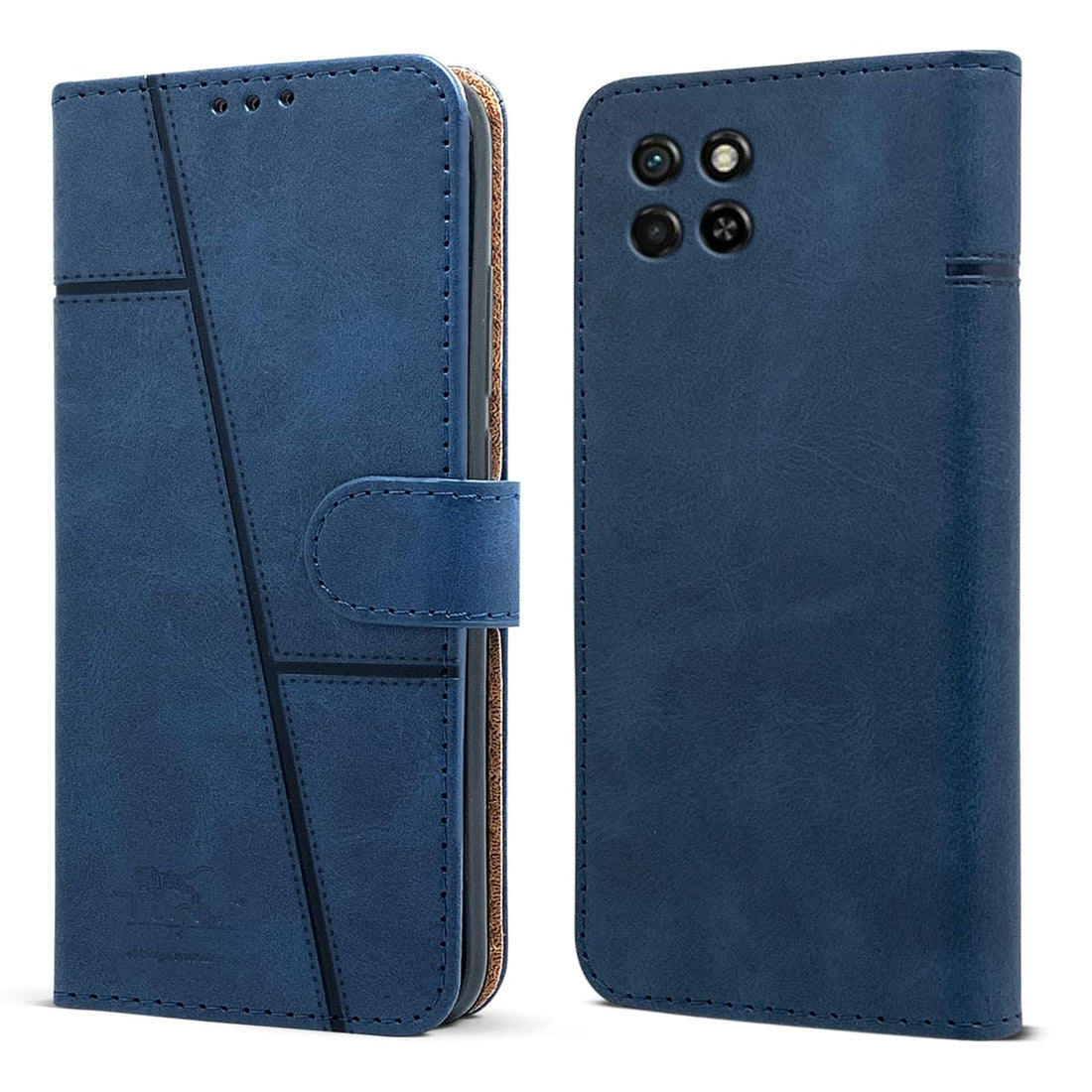 For Itel S23 Flip Cover Case (Stitched Leather with Magnetic Closure)