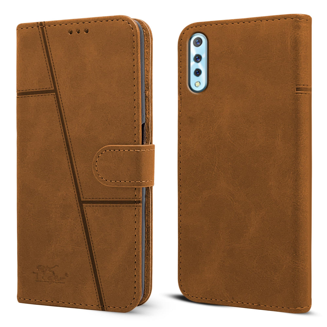 For Vivo S1 | Vivo Z1x Flip Cover Case (Stitched Leather Finish | Magnetic Closure | Inner TPU | Foldable Stand | Wallet Card Slots)
