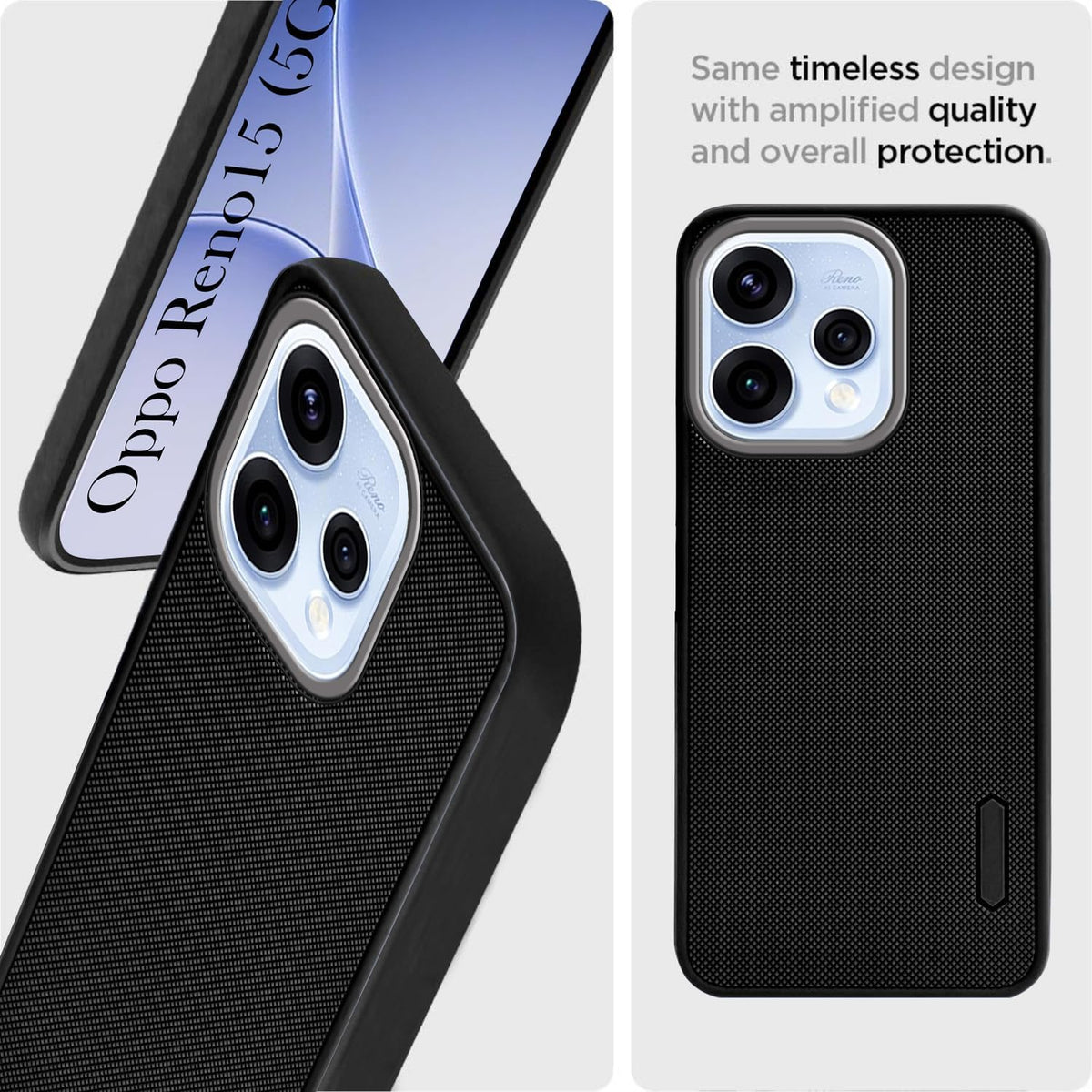 For Oppo Reno15 5G | Oppo Reno 15 5G Back Cover Case Rubberised (Textured Grip Design| Micro-Fiber Cloth Inside | Slim and Light Weight | Soft Touch and Feel)