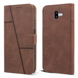 For Samsung Galaxy J6 Plus Flip Cover Case ( Stitched Leather with Magnetic Closure)
