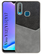 For Vivo Y12 | Y15 | Y17 Back Cover Case (Dual PU Leather Stitch | Professional Minimalist | Soft and Flexible)