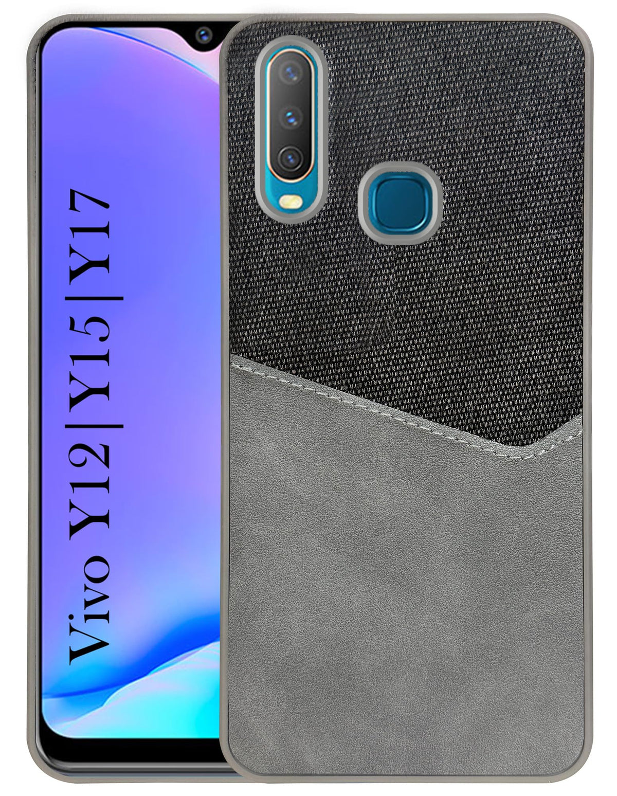 For Vivo Y12 | Y15 | Y17 Back Cover Case (Dual PU Leather Stitch | Professional Minimalist | Soft and Flexible)