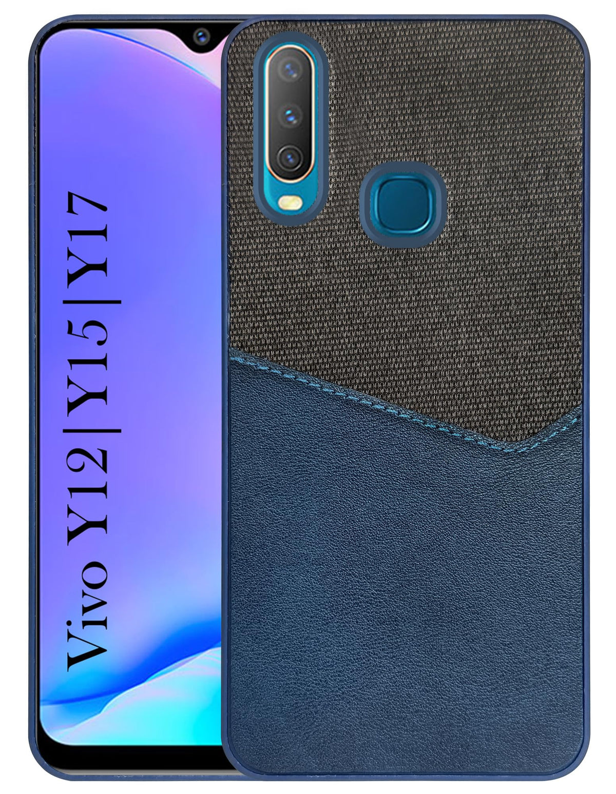 For Vivo Y12 | Y15 | Y17 Back Cover Case (Dual PU Leather Stitch | Professional Minimalist | Soft and Flexible)