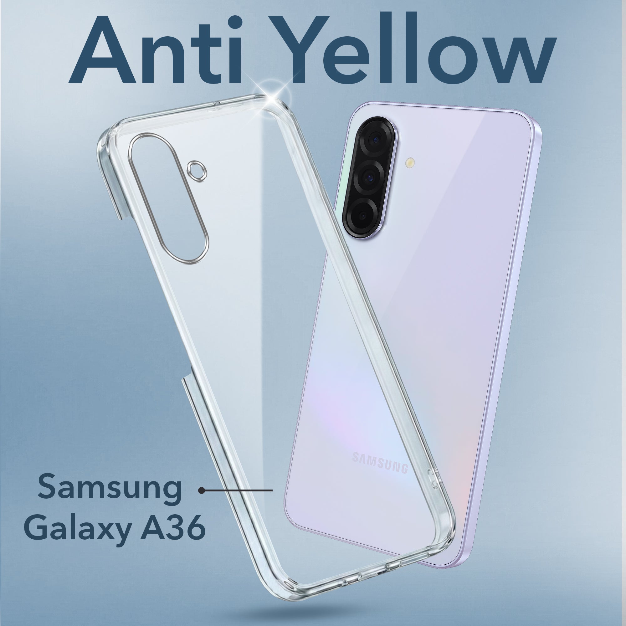 For Samsung Galaxy A36 5G Back Cover Case (Hard Anti Yellow Clear Case | Sleek Hard Crystal Clear | Drop & Camera Protection | Shockproof Polycarbonate)
