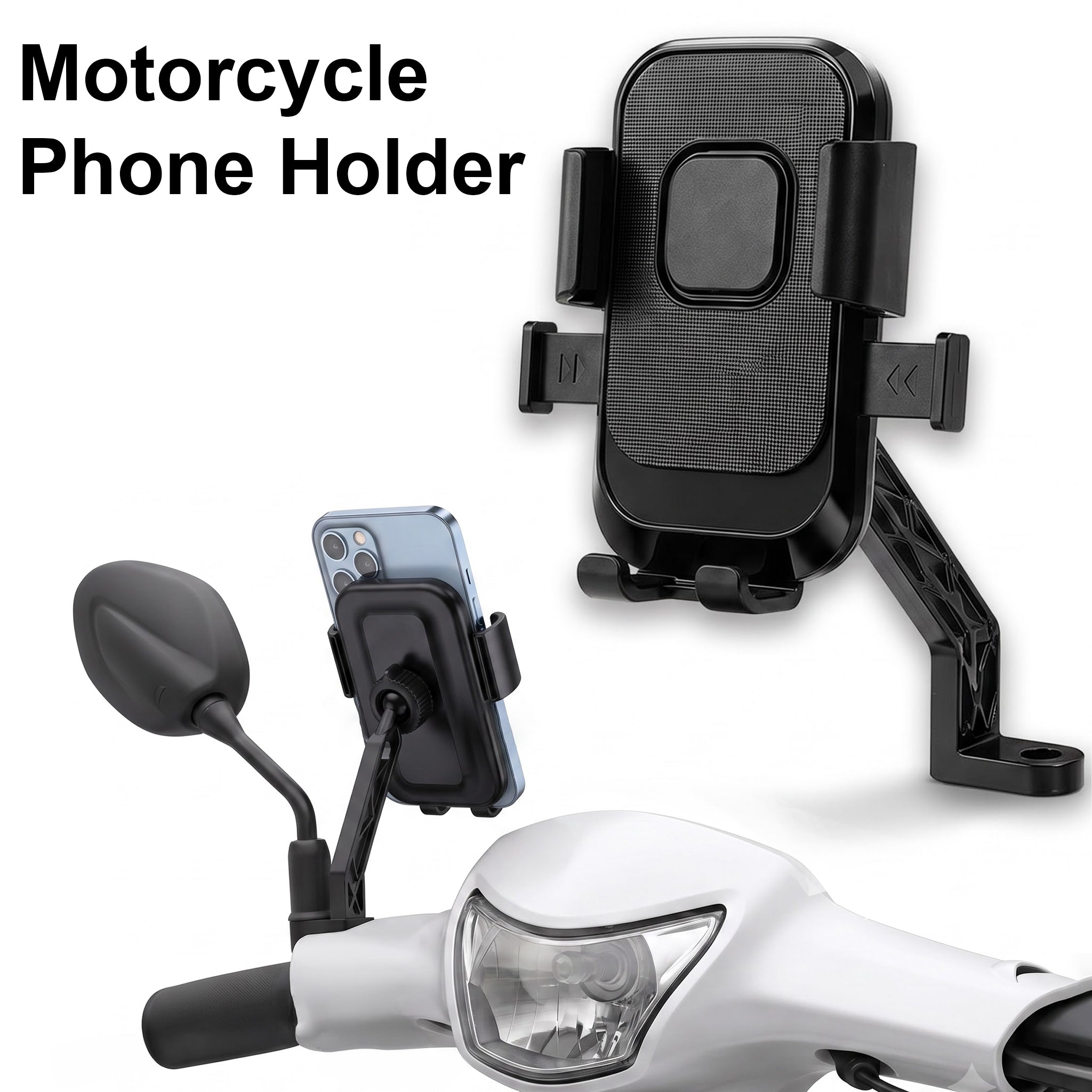 Universal Bike Phone Holder| Anti-Shake Motorcycle Handlebar Mobile Mount with Secure Lock