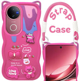 For Vivo V50 | Vivo V50e Back Case Cover Strap(3D embossed Figures | Strap Holder | 360* Soft Cushion with Camera Bump)