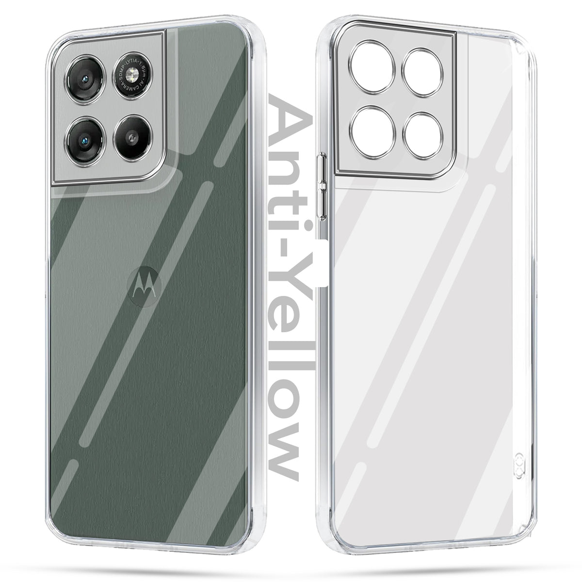 For Motorola Moto G77 Power Back Cover Case Lifetime Anti-Yellow Clear (Sleek Hard Crystal | Shockproof and Camera Protection)