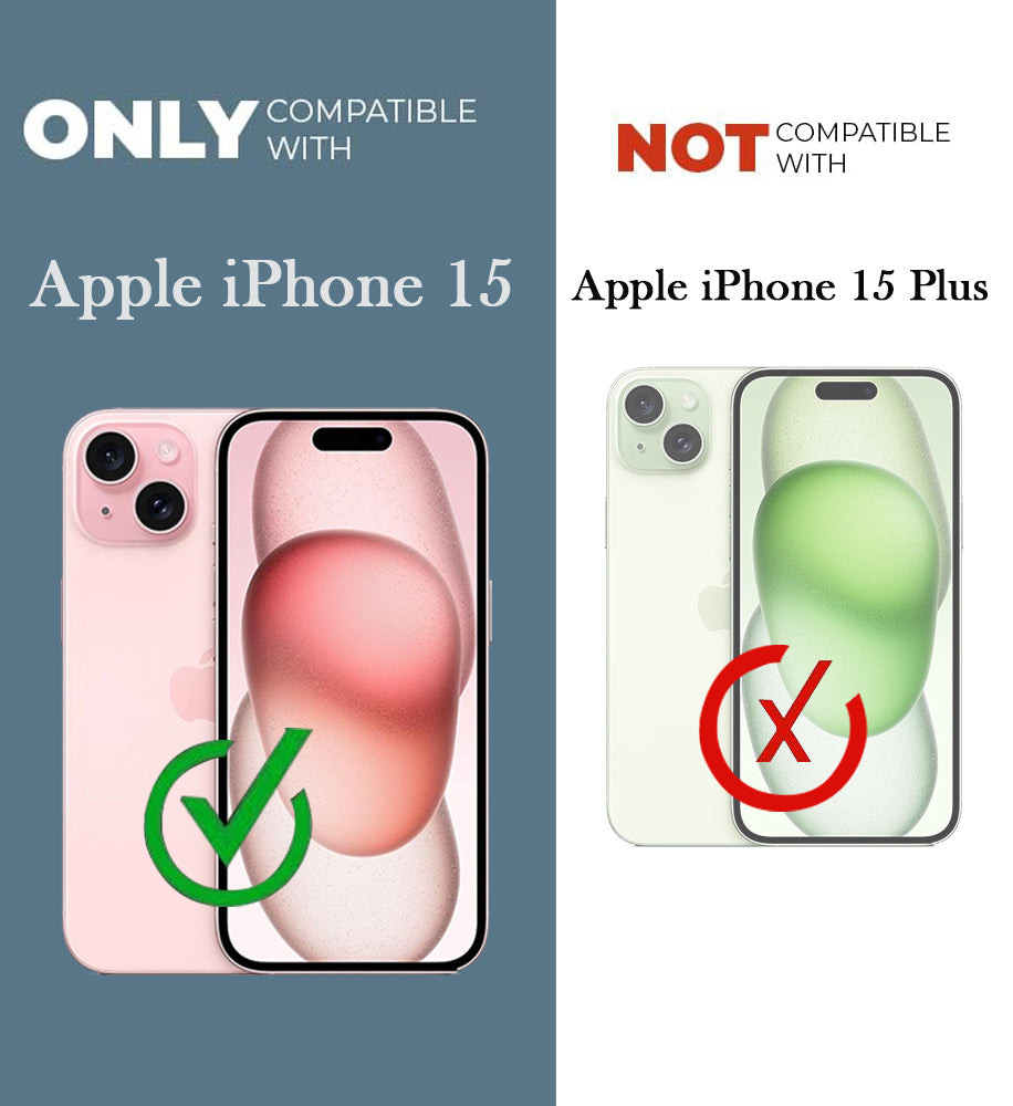 For Apple iPhone 15 Back Cover Case (3D Cute Cartoons | Hard Back Side Soft | Matte Premium Finish | HD Printing)