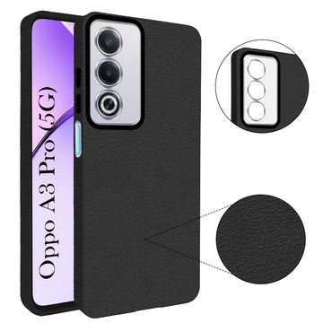 For Oppo A3 Pro 5G Back Cover Case (Glass Like Camera Protection | Leather Feel | Minimalist Professional Grip)