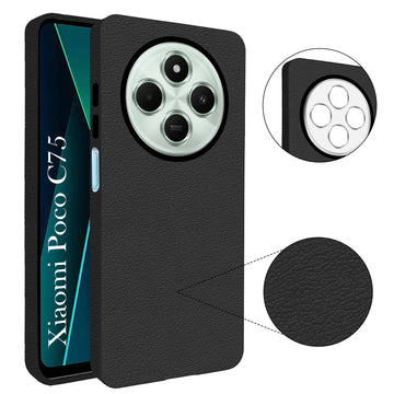 For Poco C75 | Poco M7 Back Cover Case (Glass Like Camera Protection | Leather Feel | Minimalist Professional Grip)