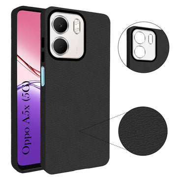 For Oppo A5X Back Cover Case (Glass Like Camera Protection | Leather Feel | Minimalist Professional Grip)