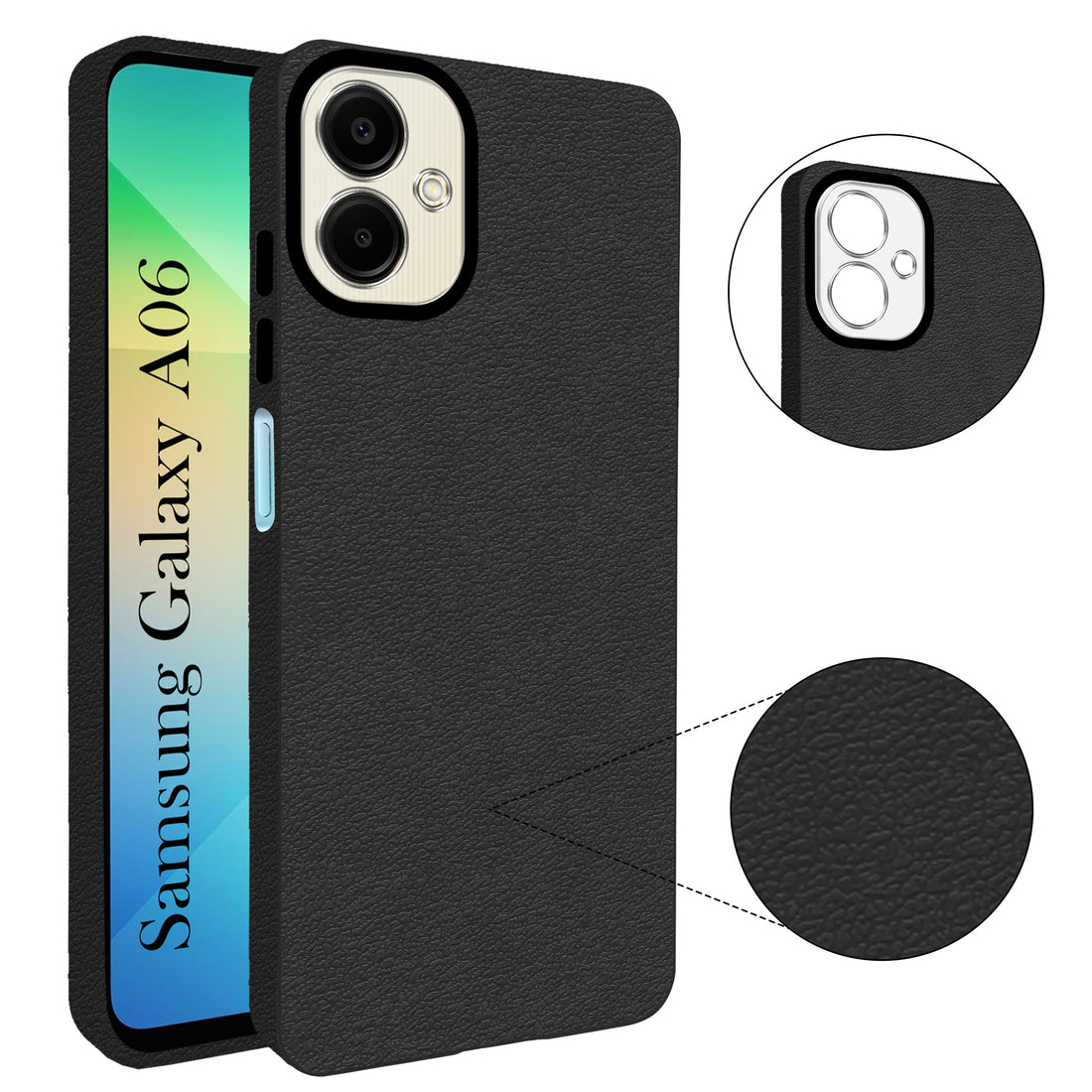 For Samsung Galaxy A06 Back Cover Case (Glass Like Camera Protection | Leather Feel | Minimalist Professional Grip)