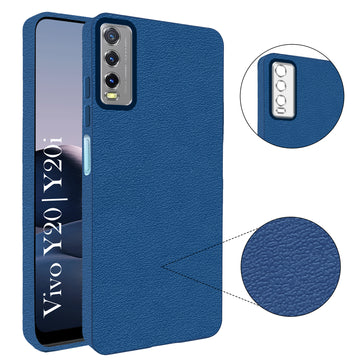 For Vivo Y20 | Y20i Back Cover Case (Glass Like Camera Protection | Leather Feel | Minimalist Professional Grip)