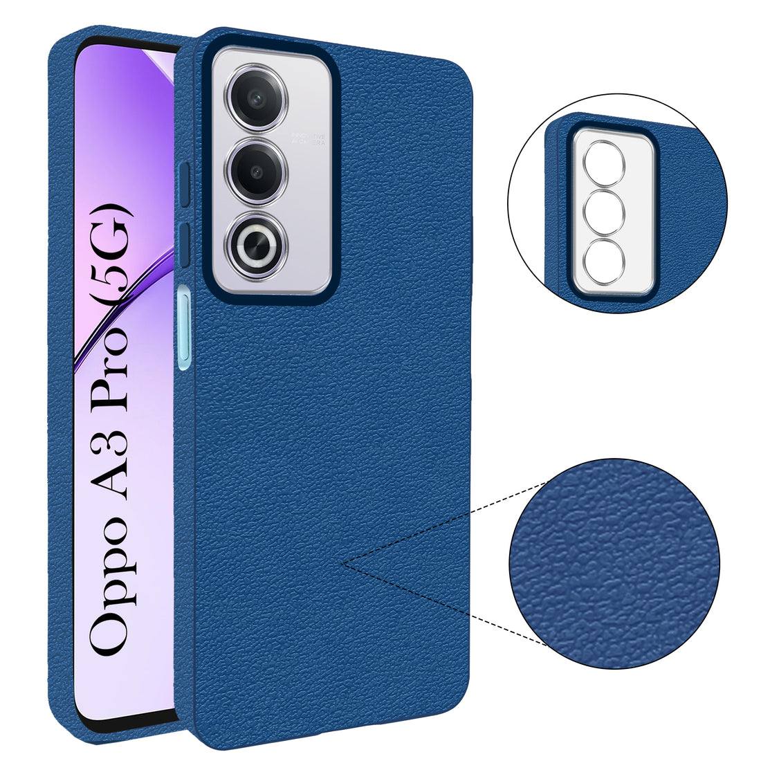 For Oppo A3 Pro 5G Back Cover Case (Glass Like Camera Protection | Leather Feel | Minimalist Professional Grip)