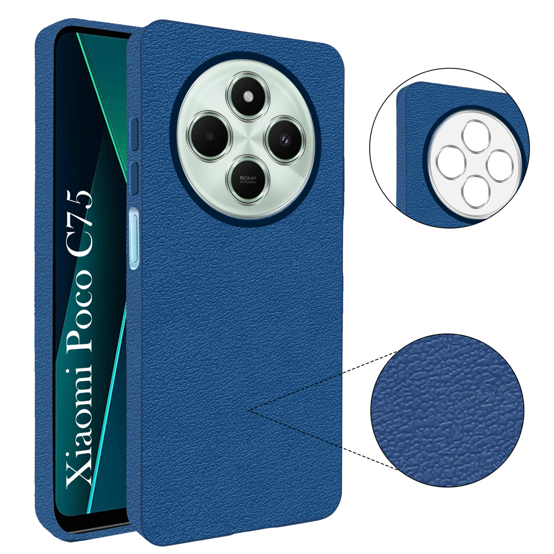 For Poco C75 | Poco M7 Back Cover Case (Glass Like Camera Protection | Leather Feel | Minimalist Professional Grip)