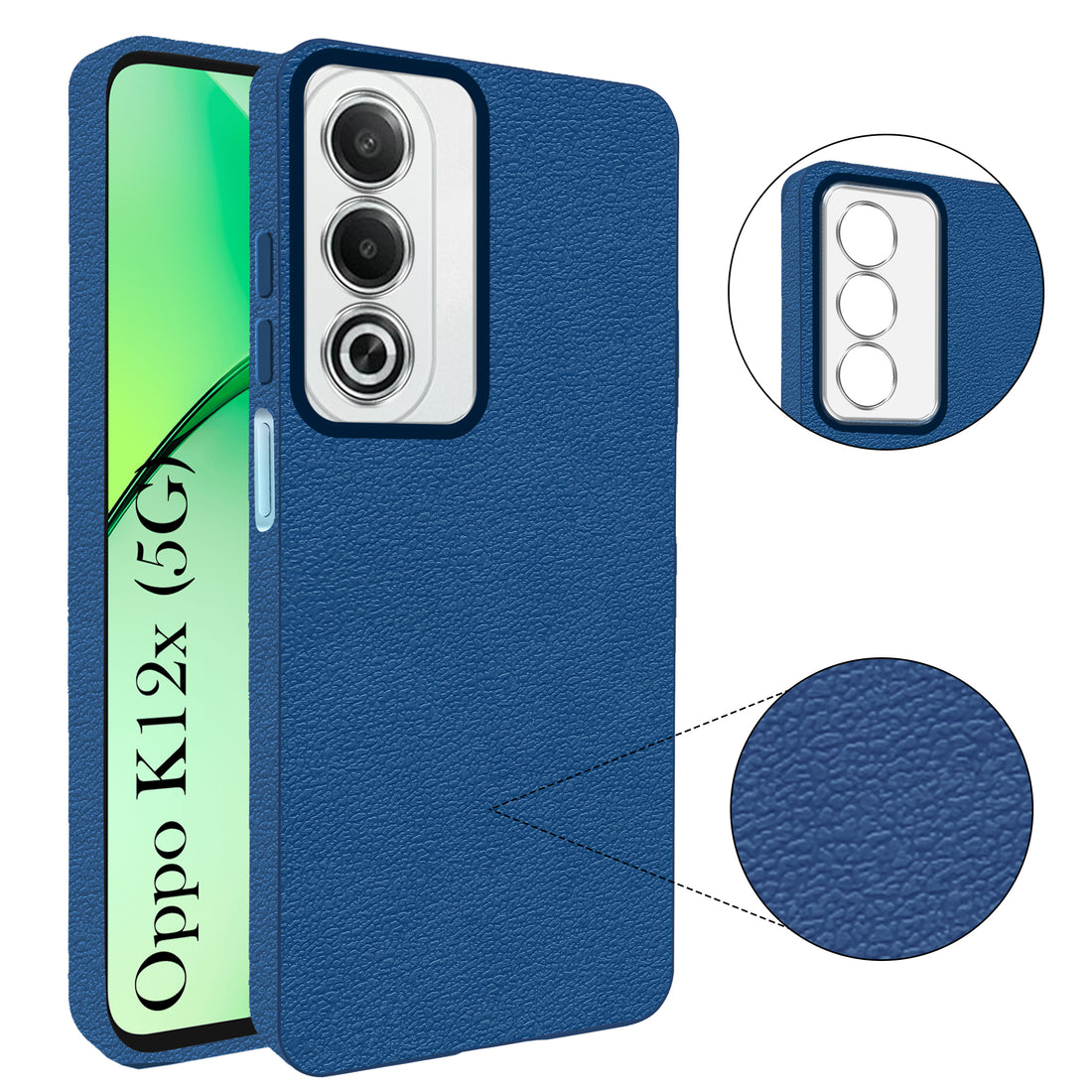 For Oppo K12x 5G  Back Cover Case (Glass Like Camera Protection | Leather Feel | Minimalist Professional Grip)
