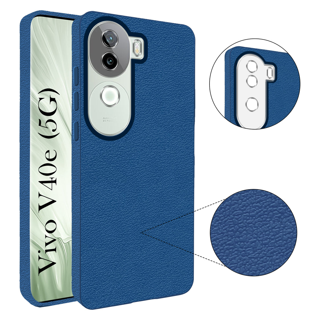 For Vivo V40e Back Cover Case (Glass Like Camera Protection | Leather Feel | Minimalist Professional Grip)