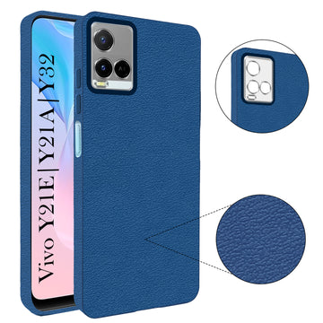 For Vivo Y21e | Vivo Y21A | Vivo Y32 Back Cover Case (Glass Like Camera Protection | Leather Feel | Minimalist Professional Grip)