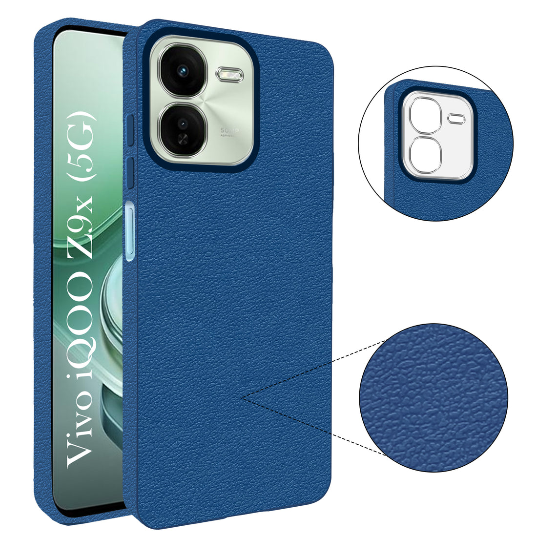 For Vivo IQOO Z9x 5G Back Cover Case (Glass Like Camera Protection | Leather Feel | Minimalist Professional Grip)