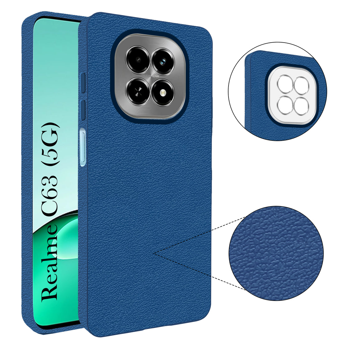 For Realme C63 5G Back Cover Case (Glass Like Camera Protection | Leather Feel | Minimalist Professional Grip)