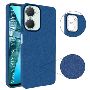 For Vivo Y18 | Y18e | Y03 | Y18i | Y18t Back Cover Case (Glass Like Camera Protection | Leather Feel | Minimalist Professional Grip)