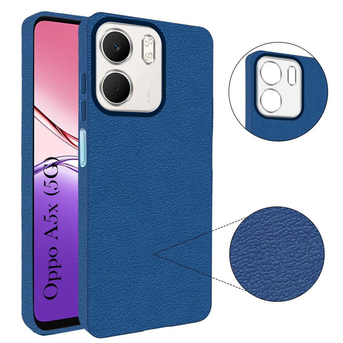 For Oppo A5X Back Cover Case (Glass Like Camera Protection | Leather Feel | Minimalist Professional Grip)