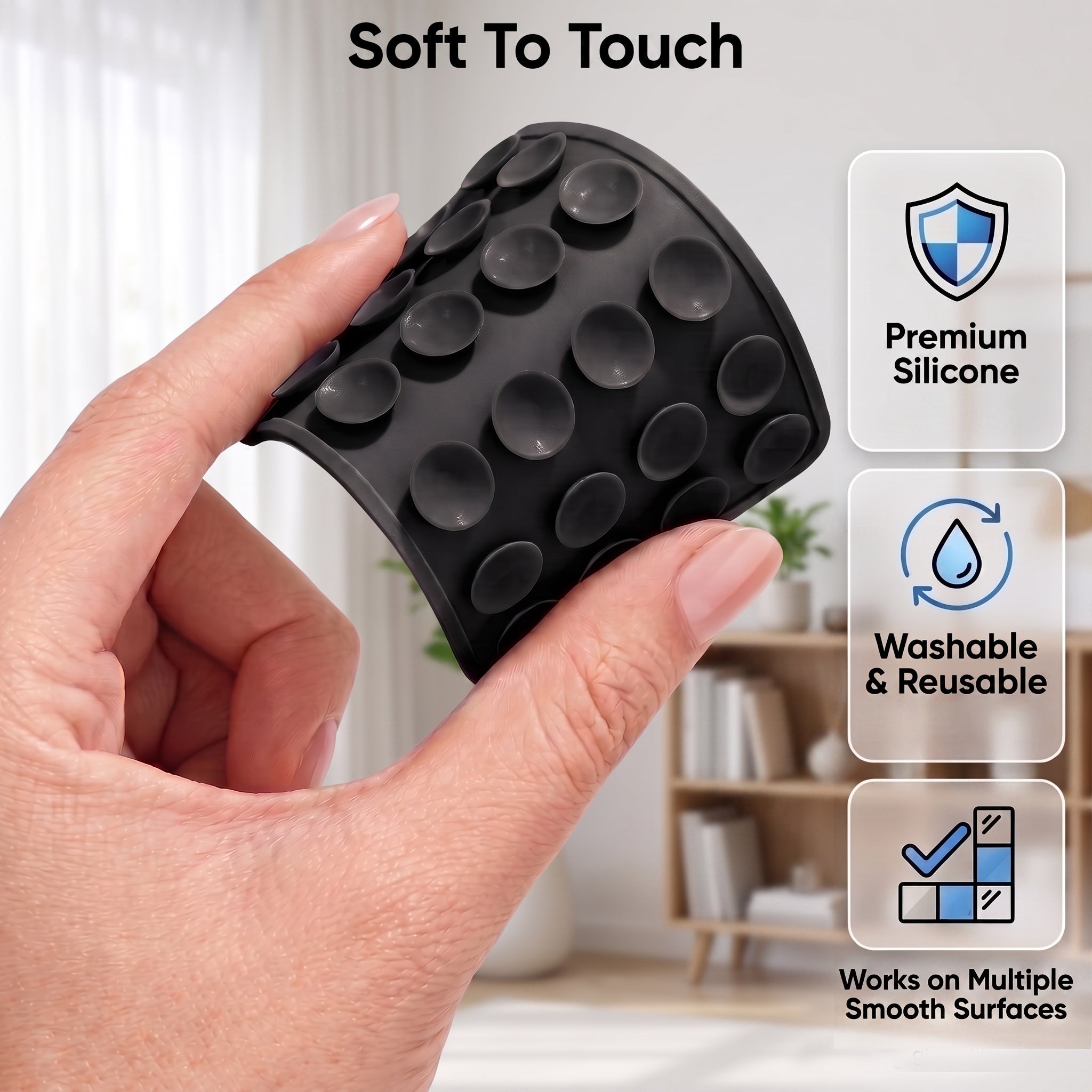Double-Sided Silicone Suction Phone Holder | Reusable Phone Mount