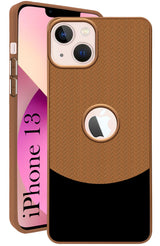 For Apple iPhone 13 Back Cover Case (Elegant PU Leather Finish | Premium Minimalist Professional | Camera Protection Bump)